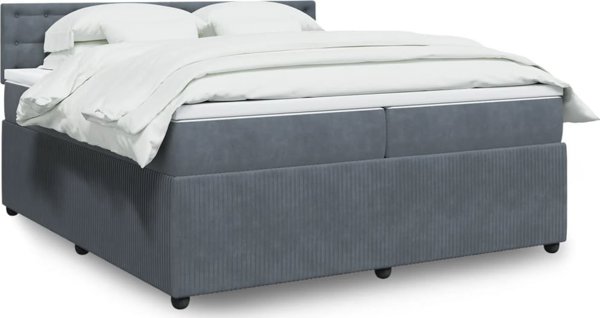 vidaXL Κρεβάτι Continental με Στρώμα, Σκούρο Γκρι Βελούδο, 200x200 cm