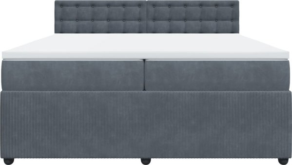 vidaXL Κρεβάτι Continental με Στρώμα, Σκούρο Γκρι Βελούδο, 200x200 cm