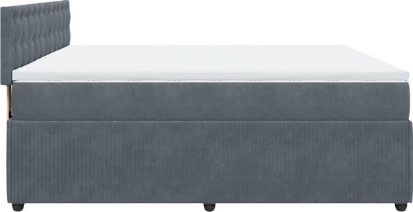 vidaXL Κρεβάτι Continental με Στρώμα, Σκούρο Γκρι Βελούδο, 200x200 cm