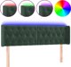 vidaXL Κεφαλάρι για κρεβάτι με LED, σκούρο πράσινο, 163x16x78/88 cm, βελούδο