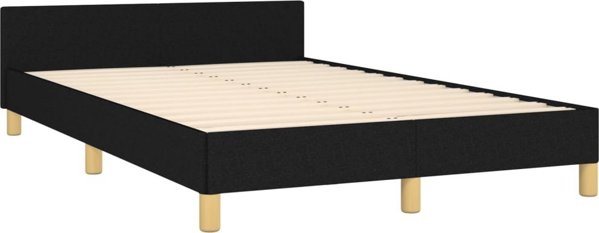 vidaXL Rama κρεβατιού με προσκέφαλο, μαύρη, 120x200 εκ., υφασμάτινη επένδυση