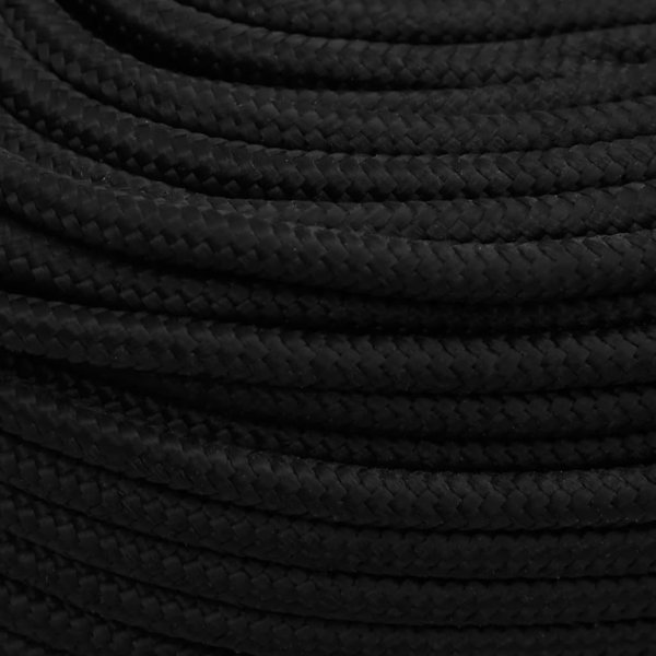 vidaXL vidaXL Lina robocza, czarna, 6 mm, 50 m, poliester