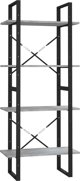vidaXL Ράφι βιβλιοθήκης με 4 ράφια, γκρι δρυς Sonoma, 60x30x140 εκ.