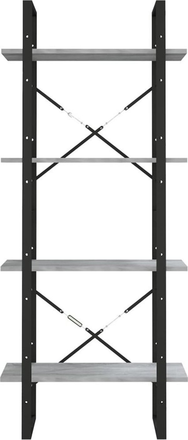 vidaXL Ράφι βιβλιοθήκης με 4 ράφια, γκρι δρυς Sonoma, 60x30x140 εκ.