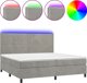 vidaXL Κρεβάτι κοντίνενταλ με στρώμα και LED, γκρι, 200x200 εκ., βελούδο