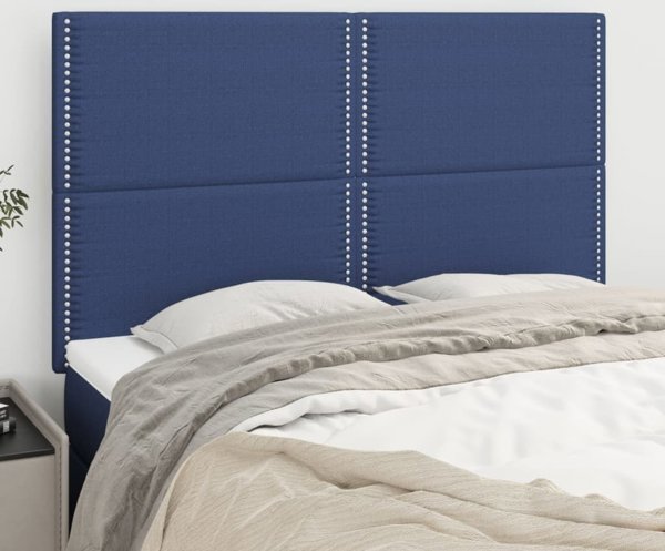 vidaXL 4 τεμάχια μπλε προσκέφαλα κρεβατιού, 72x5x78/88 cm, ύφασμα