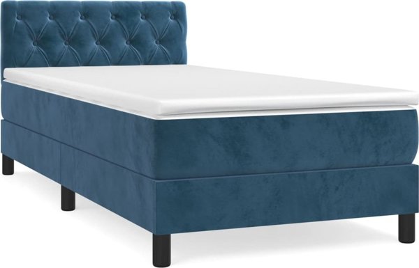 vidaXL Λουξ Κρεβάτι με Στρώμα Βελούδινο Μπλε, 80x200 cm