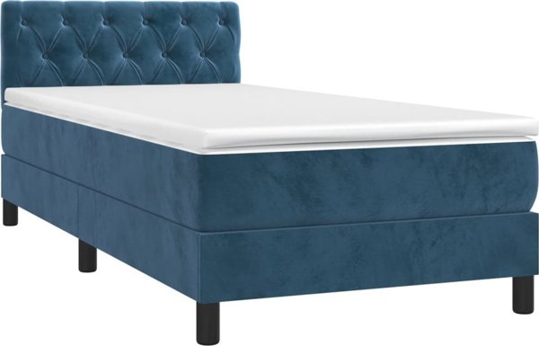 vidaXL Λουξ Κρεβάτι με Στρώμα Βελούδινο Μπλε, 80x200 cm