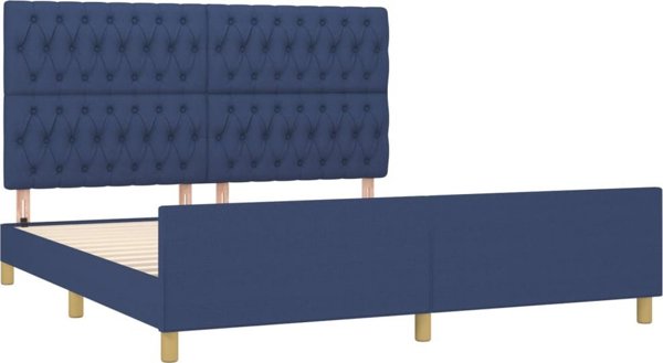 vidaXL Rama κρεβατιού με κεφαλάρι, μπλε, 180x200 εκ., επενδεδυμένη με ύφασμα