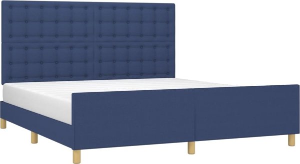 vidaXL Σκελετός κρεβατιού με κεφαλάρι, μπλε, 180x200 cm, επενδεδυμένος με ύφασμα