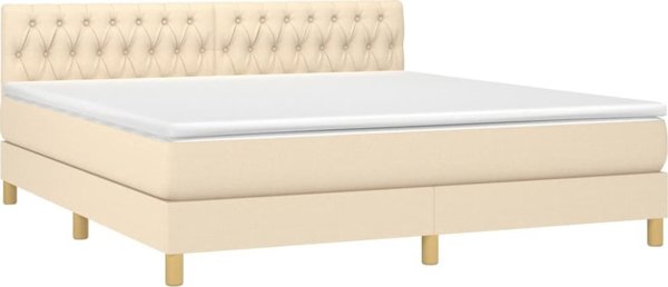 vidaXL Κρεβάτι continental με στρώμα, κρεμ, ύφασμα, 180x200 εκ