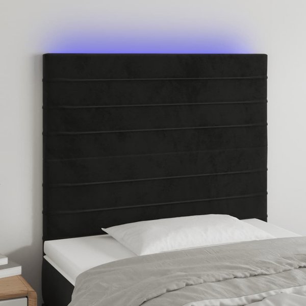 vidaXL Κεφαλάρι για κρεβάτι με LED, μαύρο, 80x5x118/128 cm, βελούδο