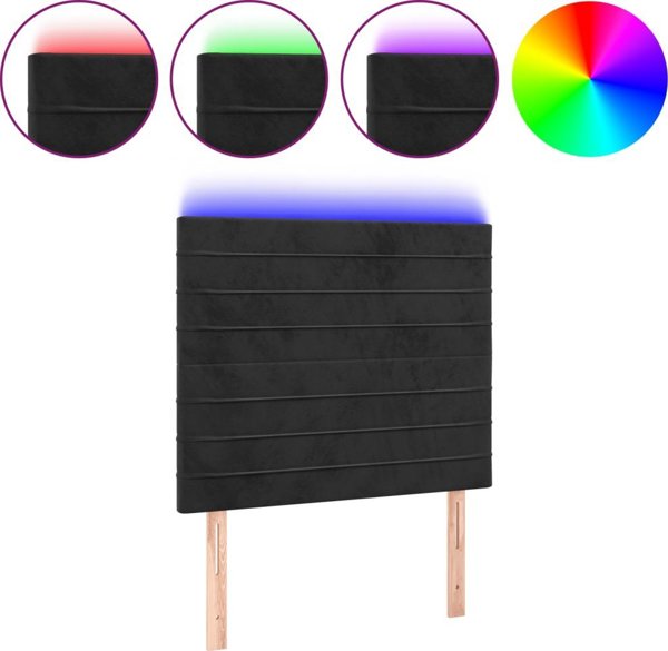 vidaXL Κεφαλάρι για κρεβάτι με LED, μαύρο, 80x5x118/128 cm, βελούδο