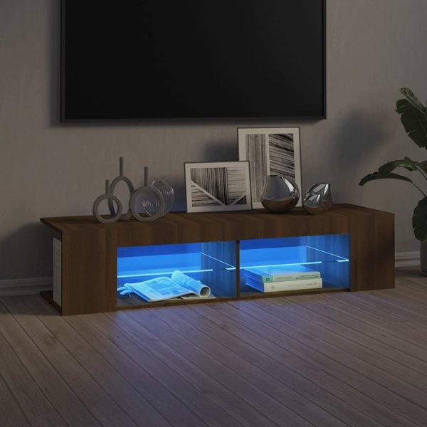 vidaXL Szafka TV με φωτισμό LED, καφέ δρυς, 135x39x30 cm