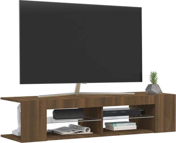 vidaXL Szafka TV με φωτισμό LED, καφέ δρυς, 135x39x30 cm