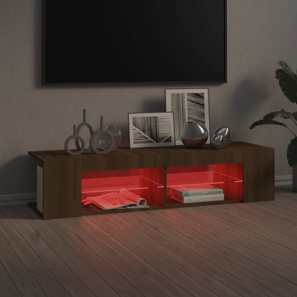 vidaXL Szafka TV με φωτισμό LED, καφέ δρυς, 135x39x30 cm