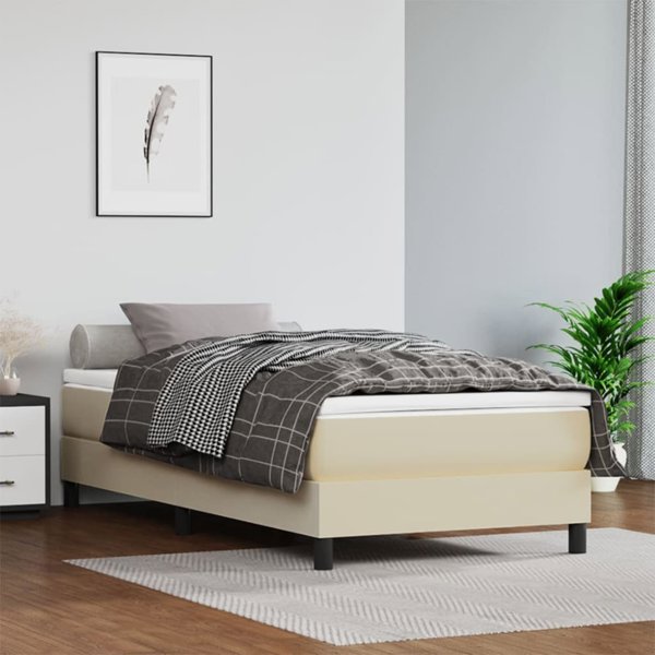 vidaXL Κρεβάτι Continental, κρεμ, 90x200 εκ, με τεχνητό δέρμα