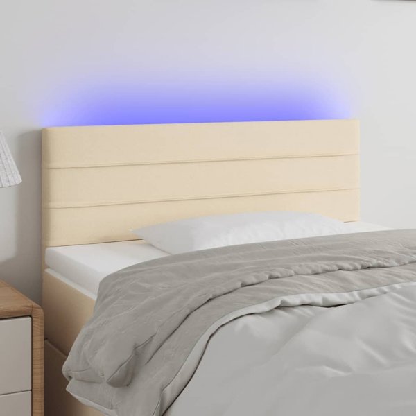 vidaXL Zaglowek do lozka me to LED, kremowy, 90x5x78/88 cm, tkanina