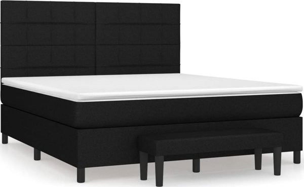 vidaXL Κρεβάτι kontynentalnym με στρώμα, μαύρο, ύφασμα, 160x200 εκ.