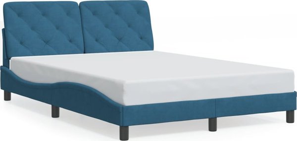vidaXL Rama κρεβατιού με κεφαλάρι, σκούρο μπλε, 140x200 εκ., βελούδινη