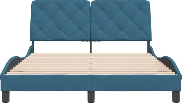 vidaXL Rama κρεβατιού με κεφαλάρι, σκούρο μπλε, 140x200 εκ., βελούδινη