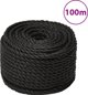 vidaXL vidaXL Linka robocza, czarna, 16 mm, 100 m, polipropylen