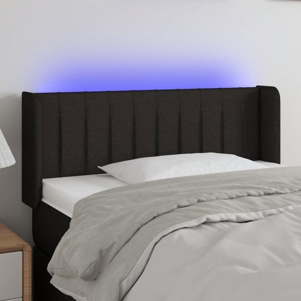 Κεφαλάρι για κρεβάτι με LED της vidaXL, μαύρο, 93x16x78/88 εκ., ύφασμα