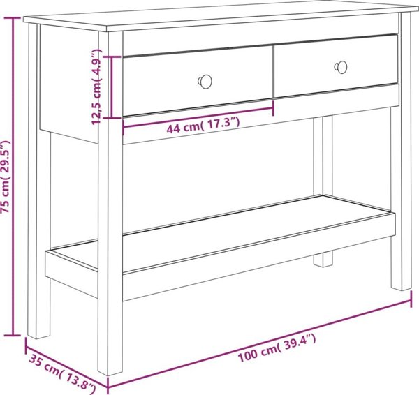 vidaXL vidaXL Stolik konsolowy, 100x35x75 cm, lite drewno sosnowe