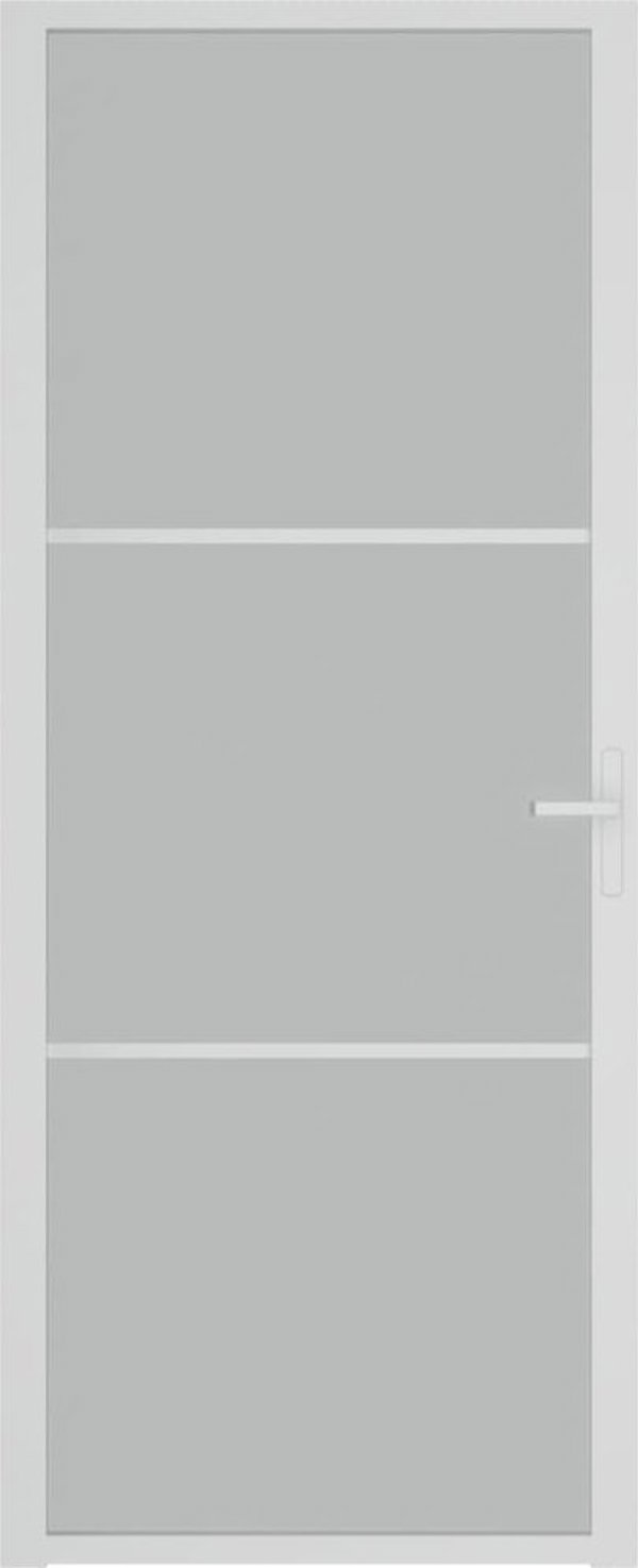 vidaXL Εσωτερική πόρτα, 83x201,5 εκ., λευκό ματ γυαλί και αλουμίνιο