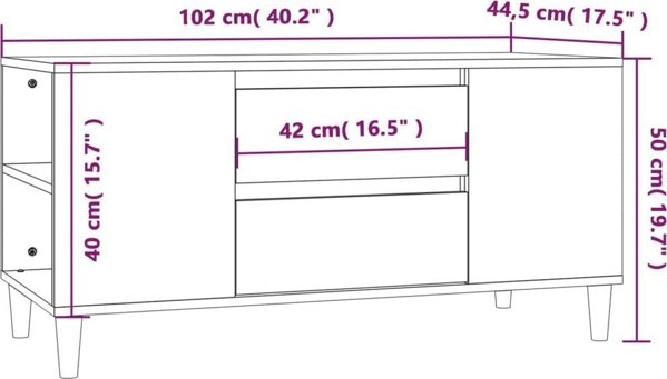 vidaXL Έπιπλο TV, καφέ δρυς, 102x44,5x50 εκ.