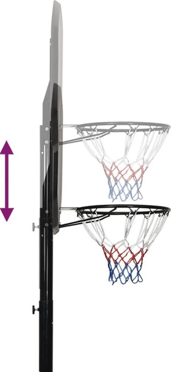 vidaXL Βάση για μπασκετ, μαύρο, 258-363 cm, πολυαιθυλένιο