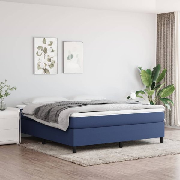 vidaXL Continental κρεβάτι, μπλε, υφασμάτινη επένδυση, 160x200 εκ