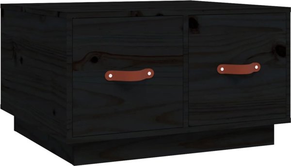 vidaXL Stolik kawowy, czarny, 60x53x35 cm, lite drewno sosnowe