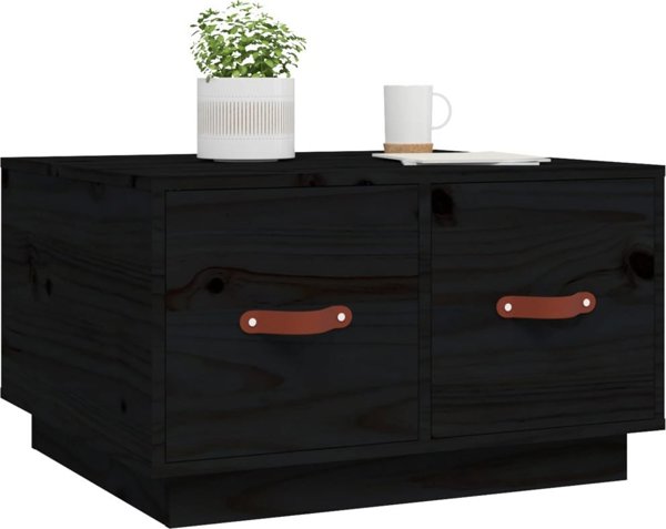 vidaXL Stolik kawowy, czarny, 60x53x35 cm, lite drewno sosnowe