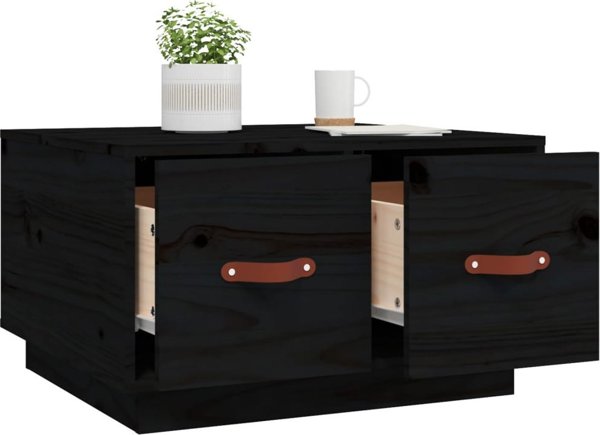 vidaXL Stolik kawowy, czarny, 60x53x35 cm, lite drewno sosnowe