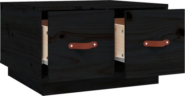 vidaXL Stolik kawowy, czarny, 60x53x35 cm, lite drewno sosnowe
