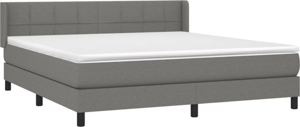 vidaXL Κρεβάτι continental με στρώμα, σκουρόχρωμο γκρι ύφασμα, 180x200 cm