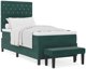 vidaXL Κρεβάτι Box Spring με Στρώμα και Πάγκο 100x200 εκ. Βελούδινο Σκούρο Πράσινο