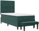 vidaXL Κρεβάτι Box Spring με Στρώμα και Πάγκο 100x200 εκ. Βελούδινο Σκούρο Πράσινο