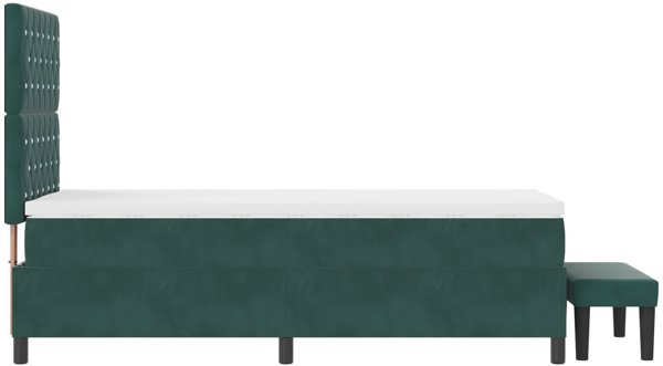 vidaXL Κρεβάτι Box Spring με Στρώμα και Πάγκο 100x200 εκ. Βελούδινο Σκούρο Πράσινο