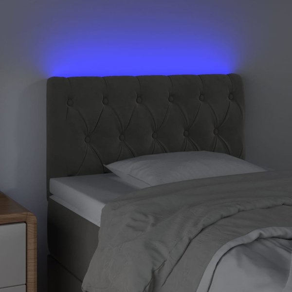 vidaXL Zaglowek do lozka z LED, ciemnoszary, 80x7x78/88 cm, aksamit