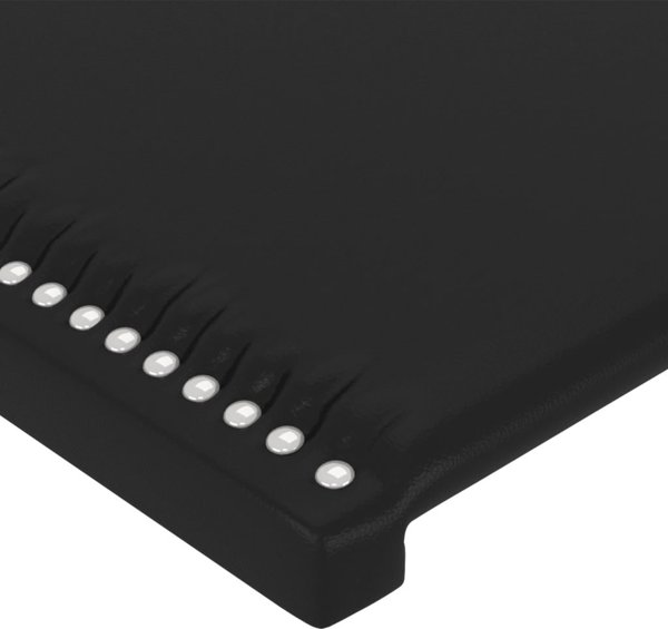 vidaXL Τελείωμα Κρεβατιού με LED, Μαύρο 103x16x118/128cm, Συνθετικό Δέρμα