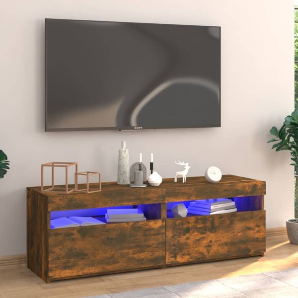 vidaXL Ντουλάπι για TV με LED φωτισμό, καπνιστή δρυς, 120x35x40 cm