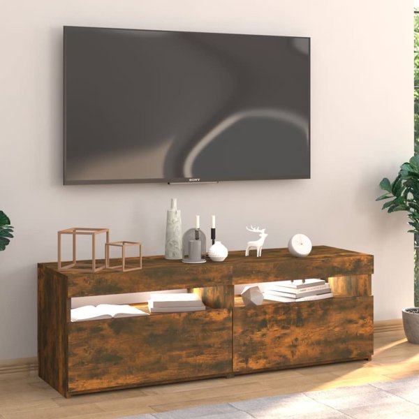 vidaXL Ντουλάπι για TV με LED φωτισμό, καπνιστή δρυς, 120x35x40 cm