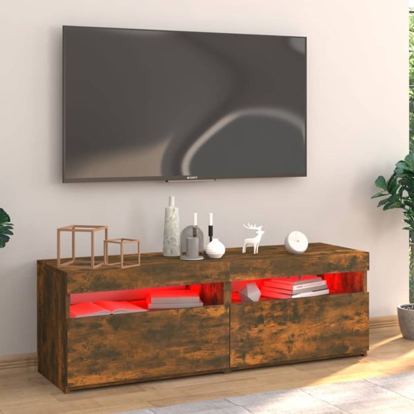 vidaXL Ντουλάπι για TV με LED φωτισμό, καπνιστή δρυς, 120x35x40 cm