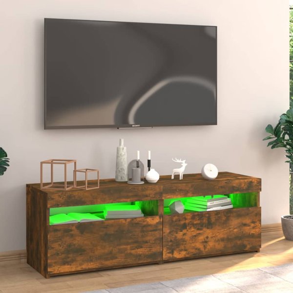 vidaXL Ντουλάπι για TV με LED φωτισμό, καπνιστή δρυς, 120x35x40 cm