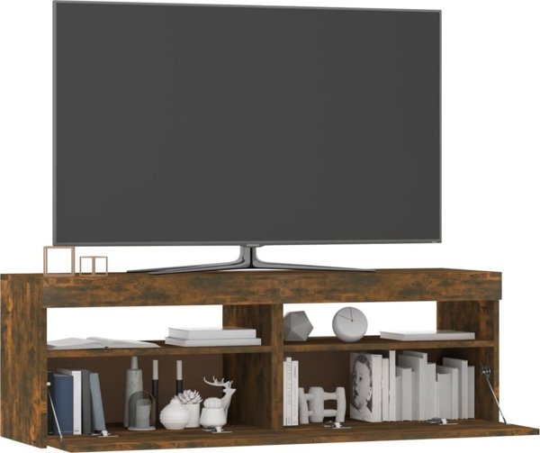 vidaXL Ντουλάπι για TV με LED φωτισμό, καπνιστή δρυς, 120x35x40 cm