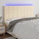 vidaXL Κεφαλάρι για κρεβάτι με LED, εκρού, 160x5x118/128 cm, ύφασμα