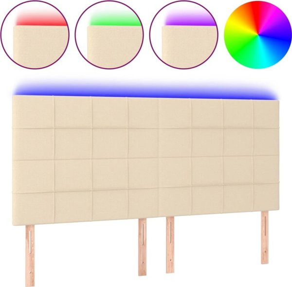 vidaXL Κεφαλάρι για κρεβάτι με LED, εκρού, 160x5x118/128 cm, ύφασμα