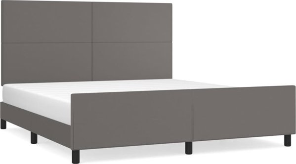 vidaXL Rama κρεβατιού με κεφαλάρι, γκρι, 160x200 cm, επενδυμένο με συνθετικό δέρμα